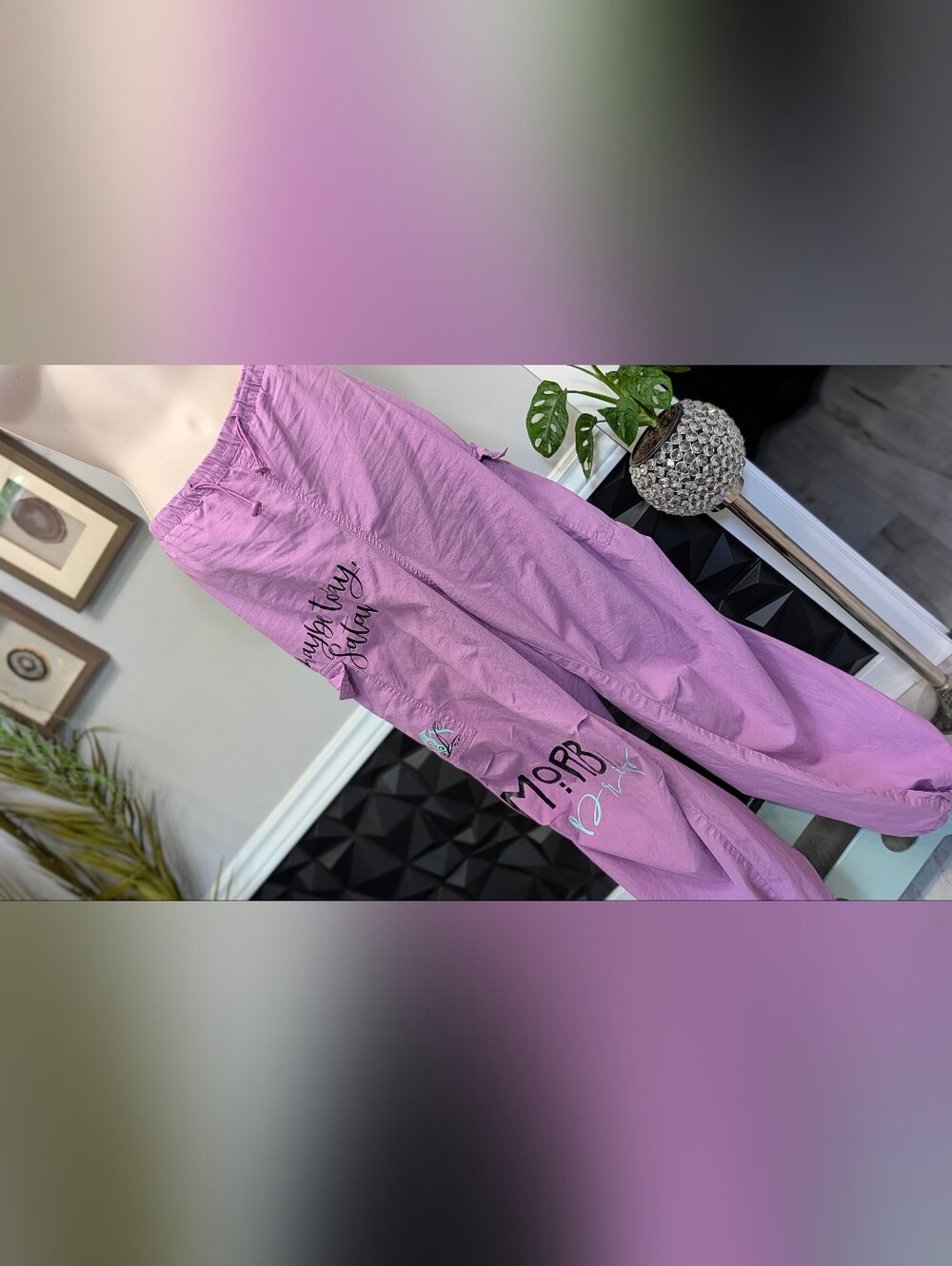 Morbid Drip "Maybe Today Satan" Purple Parachute Pants LG-XL